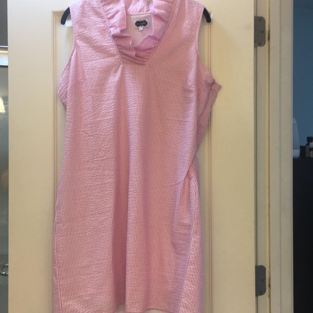 Mudpie Large pink Seersucker dress